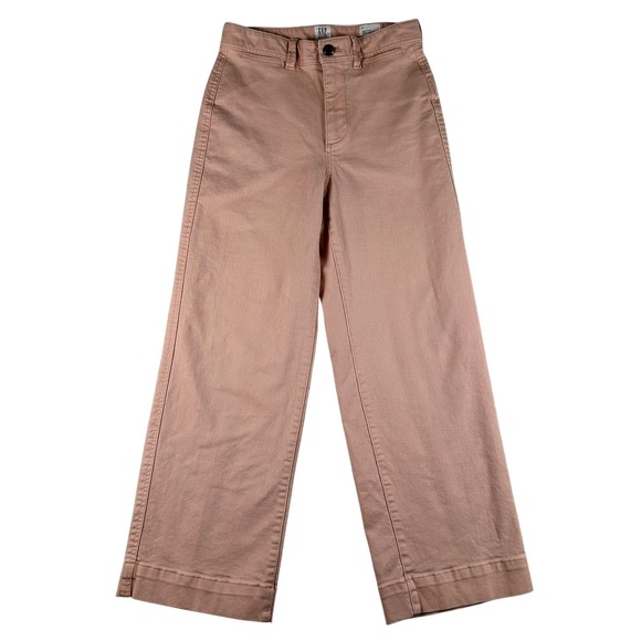 GAP Pants - Gap Pants Womens 0 Pink High Rise Wide Leg Crop Twill Stretch Chino Spring